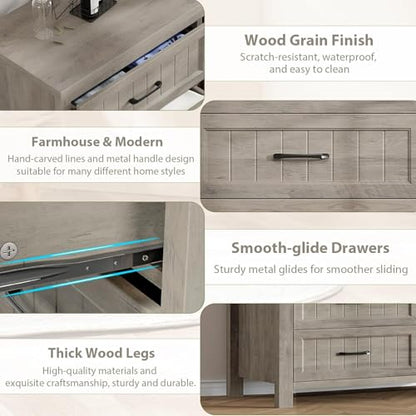 Jocoevol 5 Drawer Dresser for Bedroom - Farmhouse 44.9" Tall Chest of Dresser with Large Storage, Rubst Wood Construction for Living Room, Hallway & Entryway - Gray - color: Grey