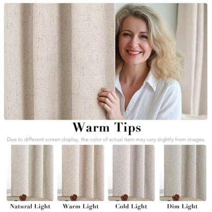H.VERSAILTEX Linen Blackout Curtains 45 Inches Long 100% Blackout Thermal Insulated Textured Linen Look Curtain Draperies Anti-Rust Grommet, Energy Saving with White Liner, 2 Panels, Natural - color: Natural, size: 52"W x 45"L (Pack of 2)
