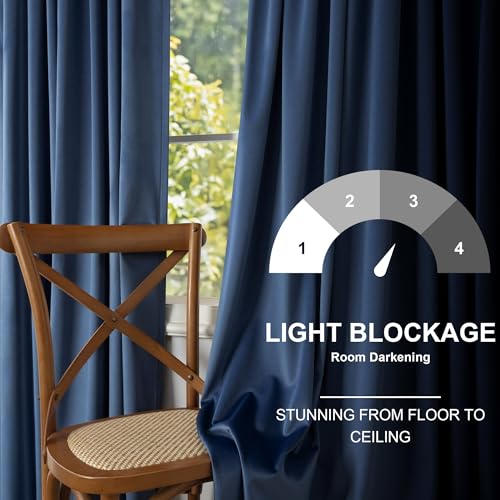 Navy Blue Velvet Curtains 72 Inch Long 2 Panels Moody Vira Thermal Insulated Room Darkening Window Shades Soundproof Dark Out Curtain for Living Room Dining Office Kids Children Boys Bedroom 72 Length - color: Navy Blue, size: 52"W x 72"L (Pack of 2)