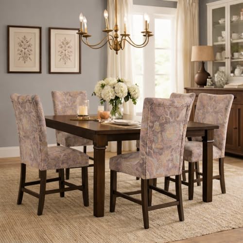 HomePop Parsons Classic Upholstered Accent Dining Chair, Set of 2, Multicolor Gray Floral - color: Grey Floral, style: Pack of 2