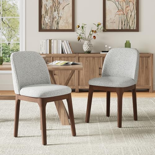 MALOL Upholstered Dining Chairs with Thickened Solid Wood Legs, Mid Century Modern Kitchen & Dining Room Chairs Set of 2, Comfortable Side Chairs for Dining Room, Kitchen, Light Grey - color: Light Grey, size: Set of 2