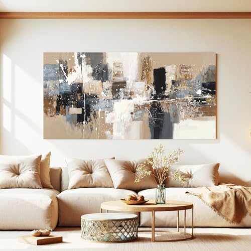Modern Abstract Wall Art Splatter Paint Prints Canvas Art Wall Decor For Living Room Brown Black Abstract Art Aesthetic Home Decor Wall Painting Pictures For Bedroom Studio Cafe Wall Styling Artwork 24"×48" - color: LAI-12F, size: 48"L x 24"W
