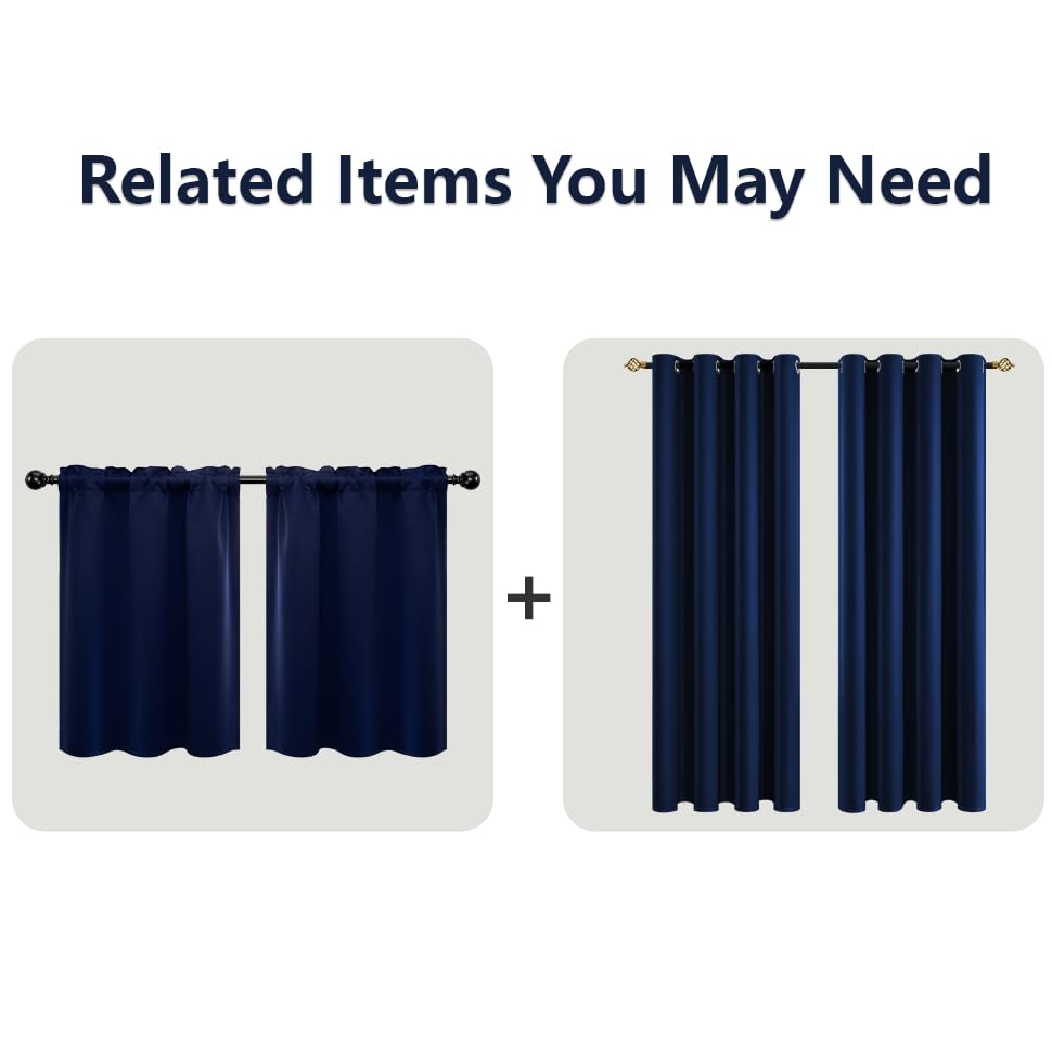 Mrs.Naturall Bathroom Curtains Window,Blackout Kids Curtains for Boys Bedroom,Dark Navy Blue,45 Inch Length,Set of 2 Panels - color: Navy Blue, size: 34"W x 45"L (Pack of 2)