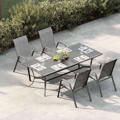 Garvee Patio Chairs Set of 4, Stackable Chairs with High Back for Backyard | All-Weather Outdoor Dining Chairs with Textilene Fabric (Grey) - color: Grey