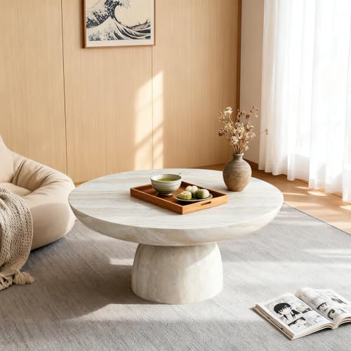 Mushroom Marble Coffee Table, Modern Fiberglass Center Table - color: 31.5'' Mars Pattern