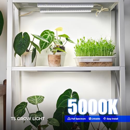 Barrina T5 Grow Lights for Indoor Plants, 5000K Full Spectrum, 1FT, 4 Packs | 1FT LED Growing Lamp, Plant Light Strip for Seed Starting, Vegetables and Greens, Plug and Play, Linkable - color: White, size: 1ft-white Cover
