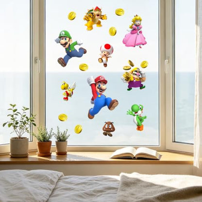 Mario Wall Stickers, Removable Wall Decals, Peel and Stick Wall Decals, Cute Bedroom & Birthday Decor