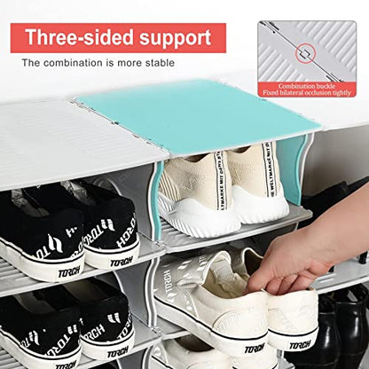 6-Tier Shoe Rack, Stackable Storage Organizer for Bedroom Entry, Adjustable Rack, Shoe Slots Shelf, Easy Tower Rack, Grey - color: Grey