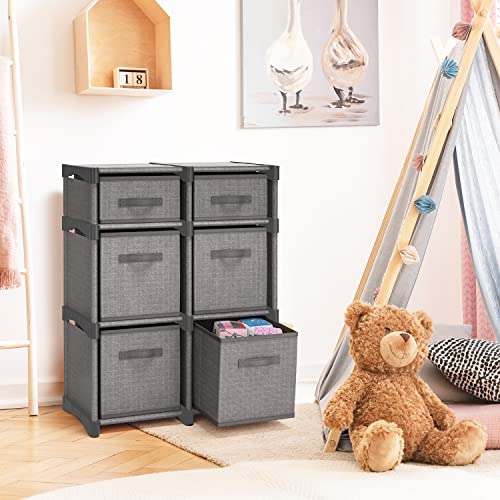 6 Cube Storage Organizer, Gray Storage Cubes Organizer Shelves, Sturdy Cubbies Storage Shelves with Cube Storage Organizer Bins, DIY Cube Shelf Organizer for Bedroom, Playroom, Office, & Dorm, Black - color: Grey, size: 6 - Cube Organizer