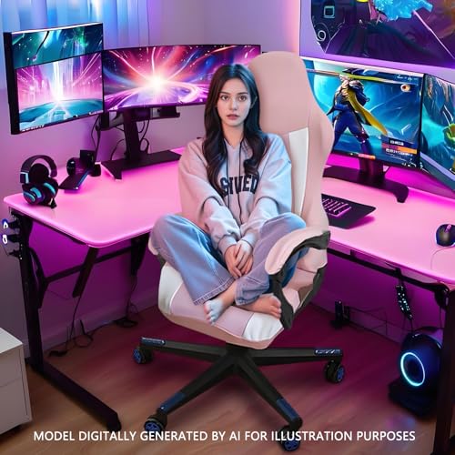 Gaming Chair Covers Only,Stretchable Fit Thick Breathable Mesh | Cat Scratch Proof,Scratch Resistant,Soft,Gaming Chair Seat Cover with 2Pcs Armrest Slipcovers(Pink-white,Style 1) - color: Pink-white, size: Style 1
