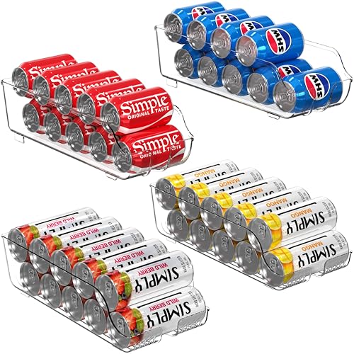 Simple Houseware 4-Pack Assorted Can Organizer for Refrigerator/Pantry | Clear, Set of 4 - size: 4 Pack, style: Mixed