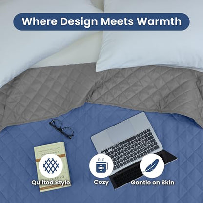 Martex Reversible Coverlet, Twin, Ceil Blue/Grey | Lightweight, Durable, Soft, Easy Care, Reversible - color: Ceil Blue/Gray, size: Twin