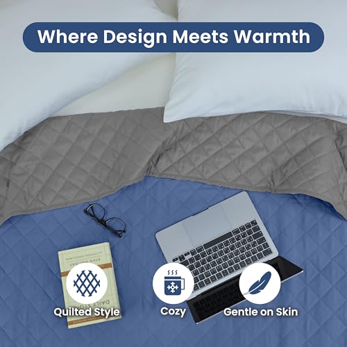 Martex Reversible Coverlet, Full Queen, Ceil Blue/Grey | Lightweight, Durable, Soft, Easy Care, Reversible - color: Ceil Blue/Gray, size: Full/Queen