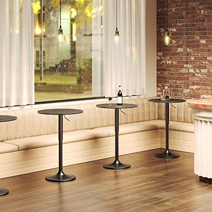 HOOBRO Bar Table, Height-Adjustable Round Pub Table 27-35.4 Inches, Cocktail Table with Sturdy Base, Modern Style, Easy to Assemble, Suitable for Small Space, Black BK58BT01G1 - color: Black