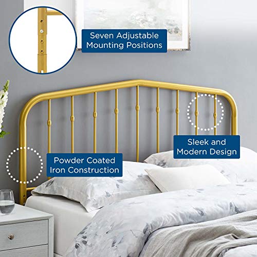 Modway Lennon Modern Farmhouse Metal Full Headboard in Gold - color: Gold, size: Full