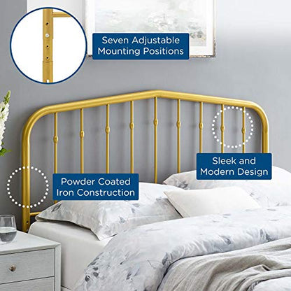 Modway Lennon Modern Farmhouse Metal King Headboard in Gold - color: Gold, size: King