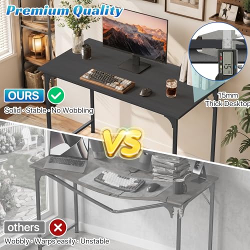 40 inch Computer Desk Gaming Desk Multi-Function Writing Table Student Art Modren Simple Style PC Wood and Metal Desk Workstation, Black - color: Black, size: 40 inch
