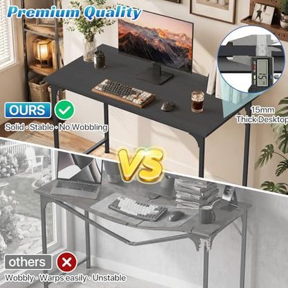 40 inch Computer Desk Gaming Desk Multi-Function Writing Table Student Art Modren Simple Style PC Wood and Metal Desk Workstation, Black - color: Black, size: 40 inch