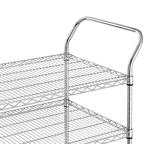 Finnhomy 3-Tier Commercial Grade Rolling Cart, Heavy Duty Utility Cart with Wheels and Handles, Metal Kitchen Carts on Wheels with 600 lbs Capacity, Shelf Size 24" D x 40" W, NSF - size: 24"D x 46.8"W x 39.7"H