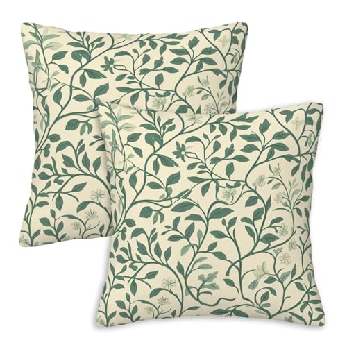 Firmiso Vintage Botanical Vine Throw Pillow Covers 18x18 Set of 2｜Decorative Cushion Covers for Couch Sofa Bed｜Sage Green Floral Pillow Cases｜Farmhouse Cottage Home Decor Accent - color: Botanical Vine