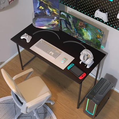 Small Space Writing Desk with Headphone Hooks, Modern Simple Design, Suitable for Study, Home Office and Living Room