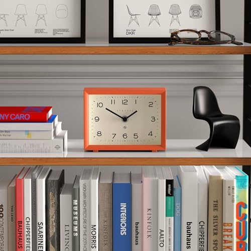 NEWGATE® Henry Desk Clock | Contemporary Rectangular Design | Pumpkin Orange | Easy to Read nunbers | Modern Style for Desk, Table top, Shelf or Bedside - color: Pumpkin Orange