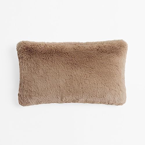 UnHide Squish Lumbar Pillow, Extra Soft Faux Fur Rectangular Shaped Pillow | 100% Polyester Fill, Machine Washable, Perfect for Living Room, Bedroom, or Guest Room, 10” x 18”, Mocha Sharpei - color: Mocha Sharpei, size: 10" x 18"