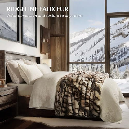 Faux Rabbit Fur Bubble Throw Blanket, 60"x80", Beige & Gray | Ultra Soft, Luxury Faux Rabbit Fur Throw, Thick Warm Bubble Blanket, Cozy Fluffy Reversible, for Bed, Couch, Chair, Sofa - color: Marble Beige & Grey Chocolate, size: 60"x80"