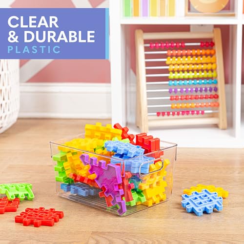 Plastic Food Storage 4 Pack Clear Container Bin with Handles for Organizing Kitchen, Pantry, Refrigerator, Freezer, Pantry, Cabinet, Closet, Bathroom. 10”x7.5”x5.3” - size: 10x7.5x5.3