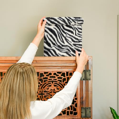 Luxe Faux Fur Storage Ottoman, Zebra Black/White, 12 x 12 x 12 in | Engineered Wood, Tool-Free Assembly, Modern Style, Seat And Footrest - color: Zebra Black/White, size: 12"D x 12"W x 12"H