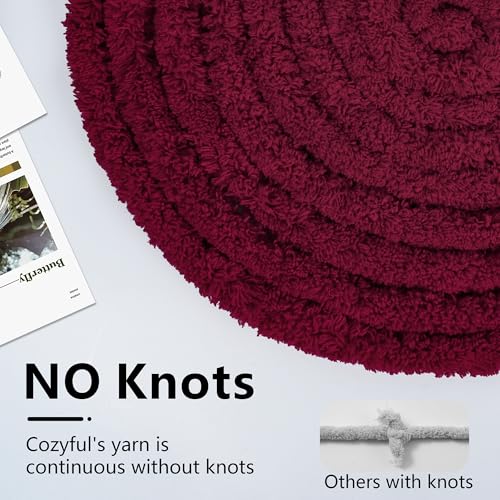Cozyful Chunky Yarn for Hand Knitting - #10 Chunky Chenille Yarn, Jumbo Big Thick Chunky Yarns for Crocheting, Super Bulky Chunky Knit Blanket Yarns, 8 Skein (22 yds 8 oz Each Skein), Burgundy - color: Burgundy