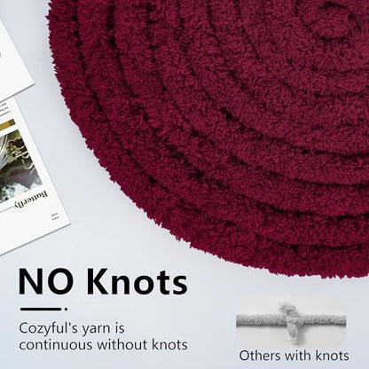Cozyful Chunky Yarn for Hand Knitting - #10 Chunky Chenille Yarn, Jumbo Big Thick Chunky Yarns for Crocheting, Super Bulky Chunky Knit Blanket Yarns, 8 Skein (22 yds 8 oz Each Skein), Burgundy - color: Burgundy