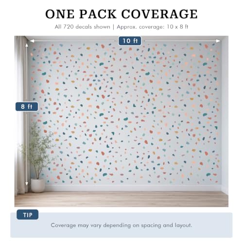 720 Pcs Boho Terrazzo Stickers | Irregular Polka Dot Peel-and-Stick Vinyl Decals for Walls & Other Smooth Surfaces - style: Terrazzo