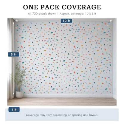 720 Pcs Boho Terrazzo Stickers | Irregular Polka Dot Peel-and-Stick Vinyl Decals for Walls & Other Smooth Surfaces - style: Terrazzo