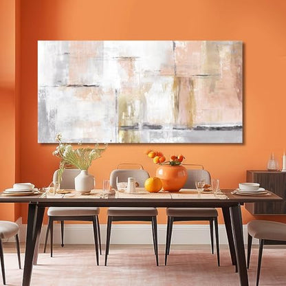 골드 추상 벽 아트 장식 미니멀리스트 유화 61cm x 121.9cm(24 x 48인치) 캔버스 벽 아트 거실용 모던 프레임 사진 벽 홈 오피스 여성용 바로 걸 수 있음 - color: 핑크, size: 48"L x 24"W