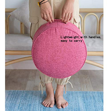 Round Pouf Foot Stools Comfortable Ottoman Floor Seat Cushion Movable Foot Rest Washable Case for Living Room, (Dark Purple) - color: Dark Purple