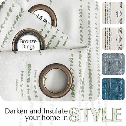 jinchan Boho Blackout Curtains 63 Inch Length for Bedroom Living Room | Sage Green on Beige Geometric Printed Grommet Curtains Room Darkening Thermal Insulated Window Treatments 2 Panels - color: Boho | Sage Green on Beige, size: 52"W x 63"L (Pack of 2)