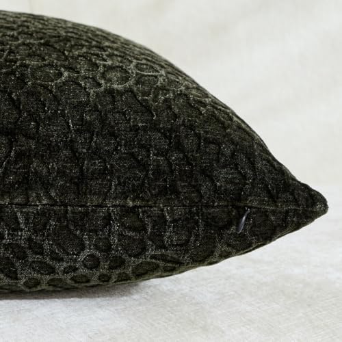 Dark Green Chenille Throw Pillow Covers 18x18 Inch Set of 2, 3D Raised Textured Abstract Decorative Pillow Cases, Modern Accent Pillows for Couch Sofa Bed Living Room - color: Dark Green, size: 18" x 18" (Pack of 2)