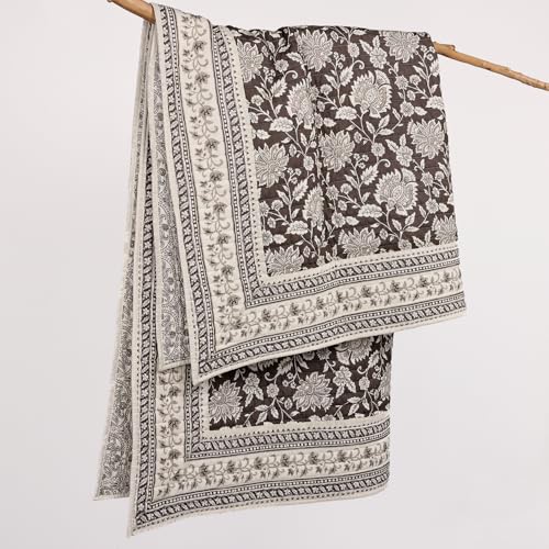 Levtex Home - Adare Cocoa Quilted Throw - (50x60in.) - Floral - Brown Taupe Cream - Reversible - Cotton - color: Cocoa