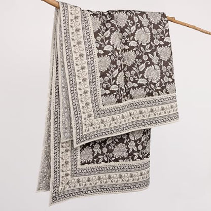 Levtex Home - Adare Cocoa Quilted Throw - (50x60in.) - Floral - Brown Taupe Cream - Reversible - Cotton - color: Cocoa
