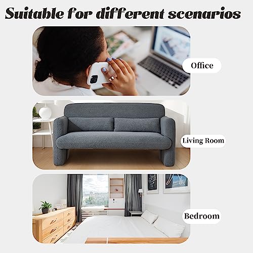Loveseat Sofa, 59" W 2-Seater Lamb Fabric Couch, Solid and Easy to Install, Modern Upholstered Couch for Bedroom, Apartment, Living Room - color: Dark Gray, size: 30.31"D x 59.06"W x 31.5"H
