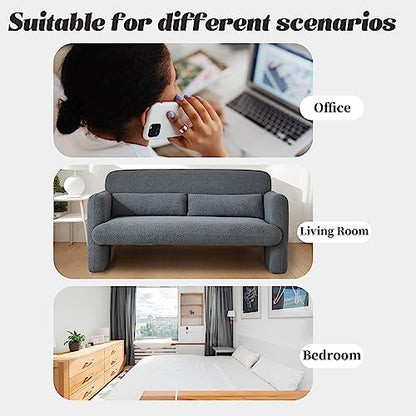 Loveseat Sofa, 59" W 2-Seater Lamb Fabric Couch, Solid and Easy to Install, Modern Upholstered Couch for Bedroom, Apartment, Living Room - color: Dark Gray, size: 30.31"D x 59.06"W x 31.5"H