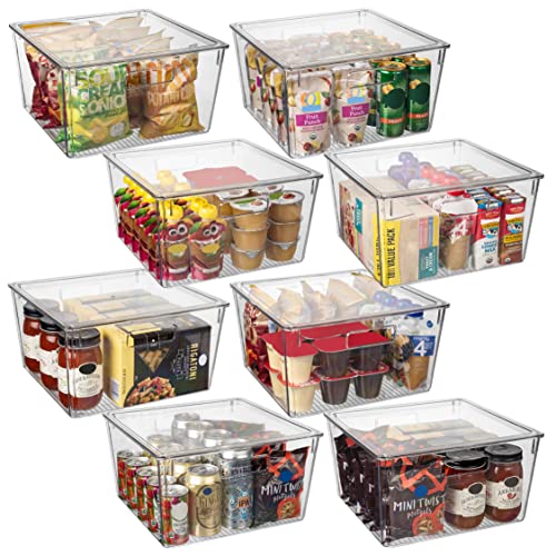 ClearSpace Plastic Storage Bins with Lids, Pantry Organizer, XL, 8 Pack | Plastic storage bins with lids for pantry organization and refrigerator storage - size: 8 Pack XL