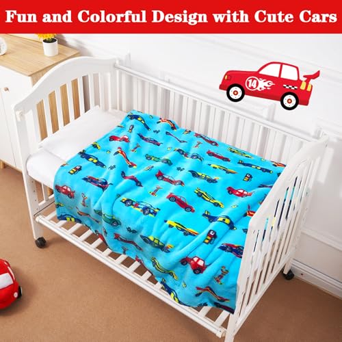 Lukeight Toddler Blanket for Boys and Girls, Plush and Thick Car Blanket Birthday Gifts for Toddler and Baby (Race Cars, 30x40 Inches) - color: Cartoon Cars, size: 30 in x 40 in