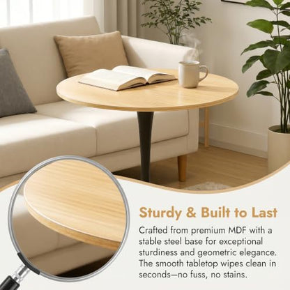 Small Round Dining Table 32" Tulip Table with Metal Pedestal, Wood | Tulip Table with Metal Pedestal & Thick MDF Top, Mid Century Small Bistro Table for Kitchen & Living Room - color: Natural Wood-b, size: 31.5"D x 31.5"W x 29.1"H