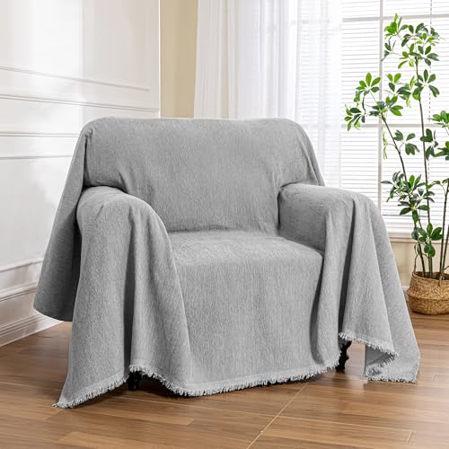 Chair Cover Recliner Covers Washable, Soft Small Couch Cover for Dogs, Oversized Armchair Covers Sofa Slipcover for Single Sofa, Pet-Friendly Furniture Protector, 71" X 91", Grey - color: Tassels Edge-light Grey, size: 71"x 91"