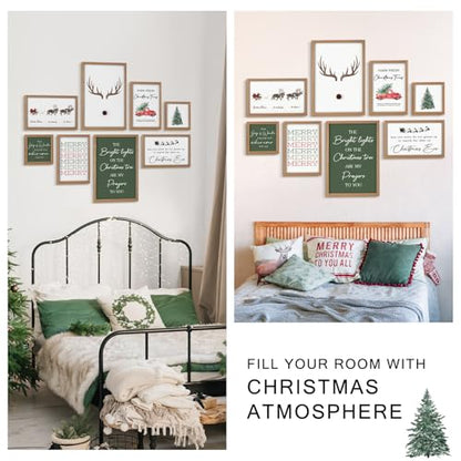 Faccito 8 Set Reindeer Christian Wall Art Framed, Wooden Decor | Religious Quotes Decor for Bedroom Office, Inspirational Scripture Wooden Art, Modern Framed Set for Home Classroom Work - style: Reindeer