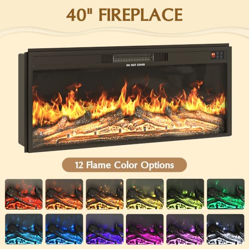 85.6" Fireplace TV Stand for TV Up to 90",Entertainment Center with 40" Electric Fireplace,Simulates 12 Flame Colors,Countertop with Power Outlet, Large Capacity, for Living Room,Walnut - color: Walnut