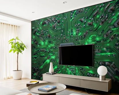 Peel and Stick Wallpaper Computer Motherboard CPU System chip core Self Stick Wall Mural Removable Wallpaper Wall Decor for Living Room Boys Girls Bedroom Nursery
