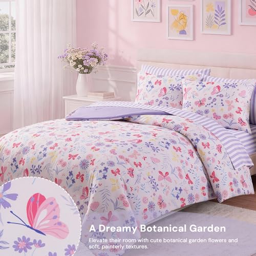 Queen Comforter Set with Sheets for Girls-7 Pieces Queen Bedding Sets | Soft Bed in a Bag, Lightweight Comforter with Pillowcases & Shams, Printed Botanical , 90" X 90" - color: Botanical Flowers, size: Queen